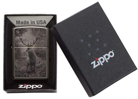 Zippo Deer Design Black Ice Pocket Lighter Zippo