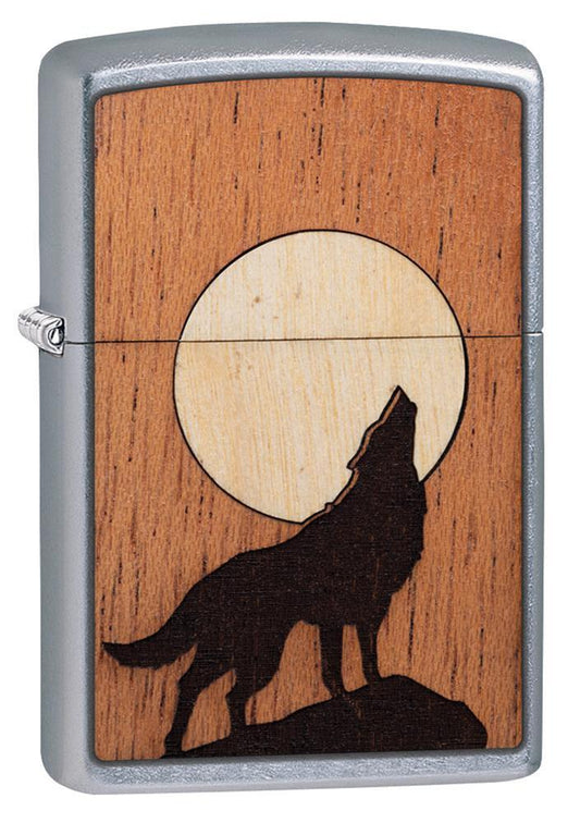 Zippo Woodchuck USA Howling Wolf Street Chrome Pocket Lighter Zippo