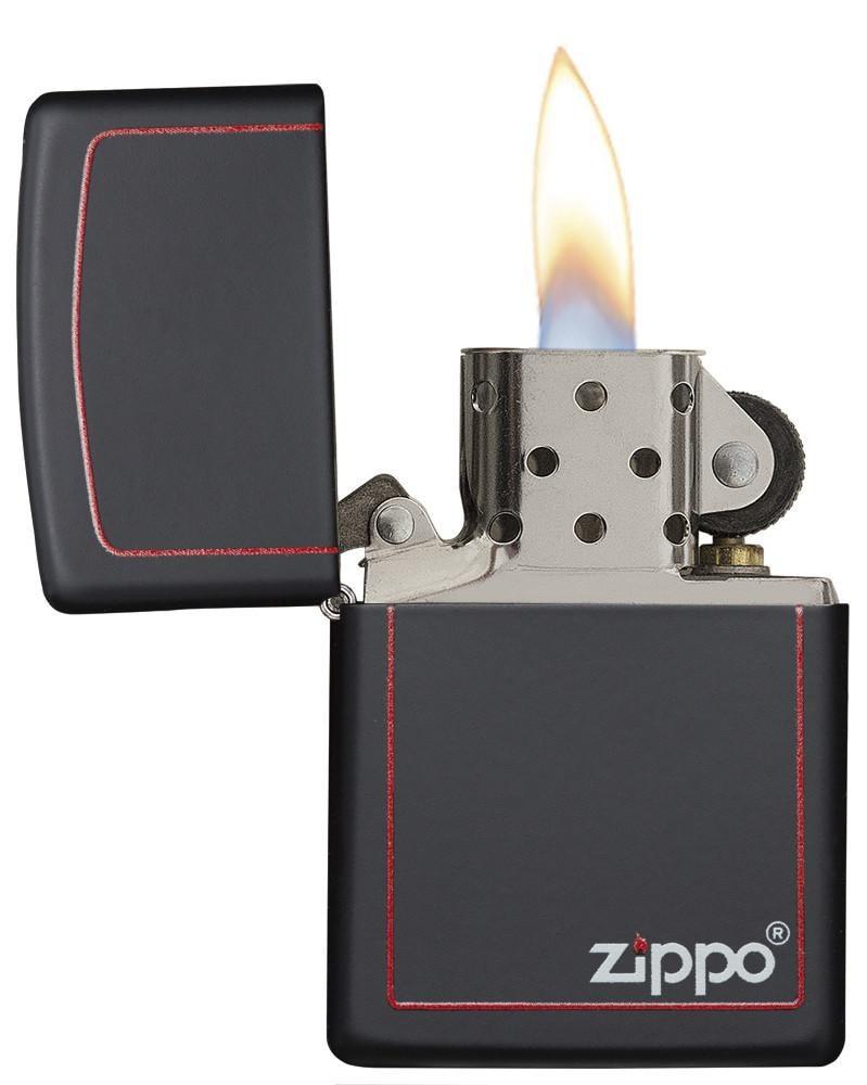 Zippo Black Matte with Red Border Pocket Lighter Zippo
