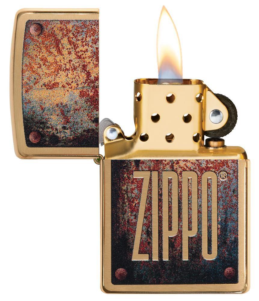 Zippo Rust Patina Brushed Brass Pocket Lighter Zippo