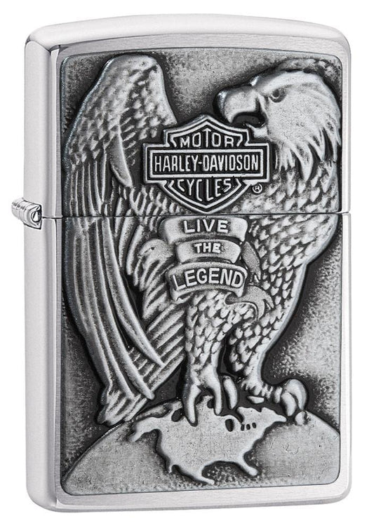 Zippo Harley-Davidson Full Faced Eagle High Polish Chrome Emblem Pocket Lighter Zippo