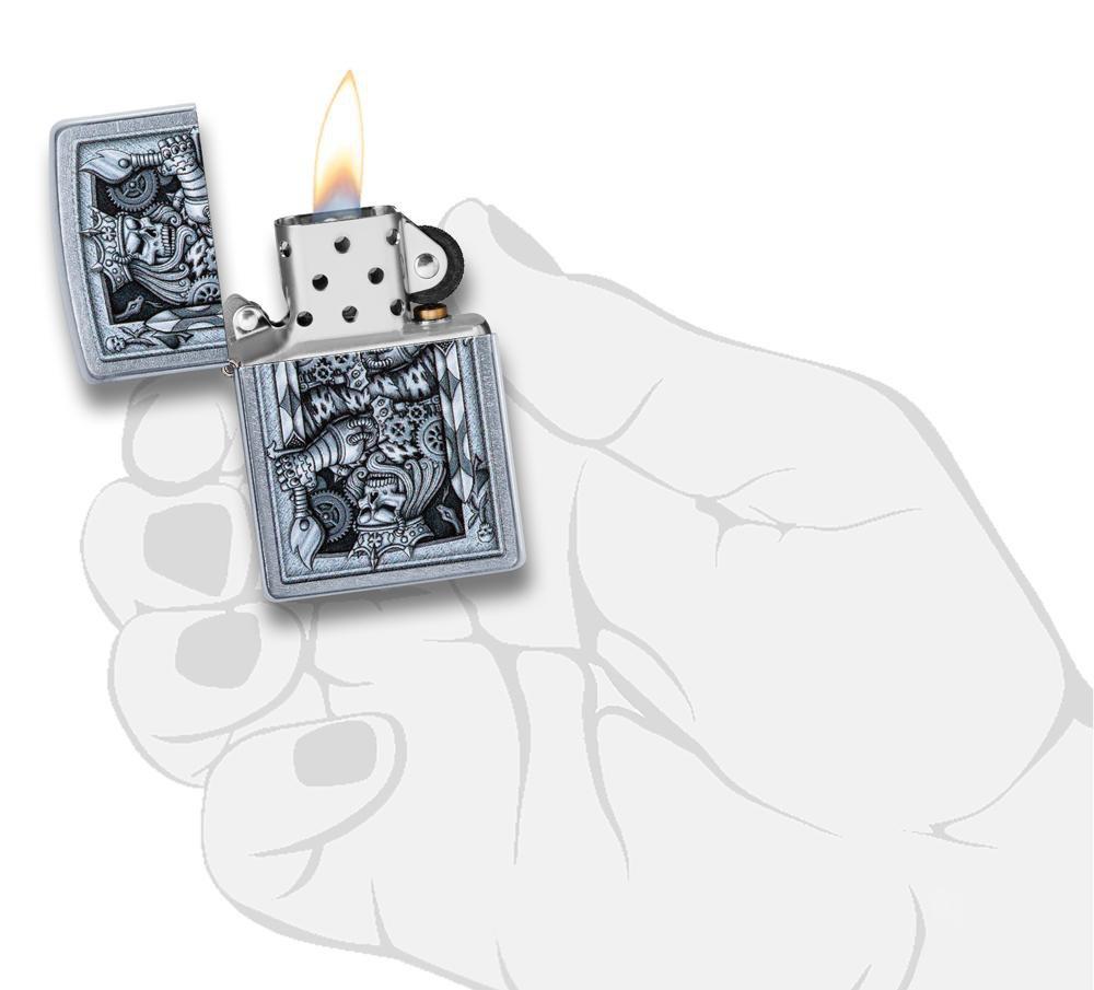 Zippo Steampunk King Spade Street Chrome Pocket Lighter Zippo