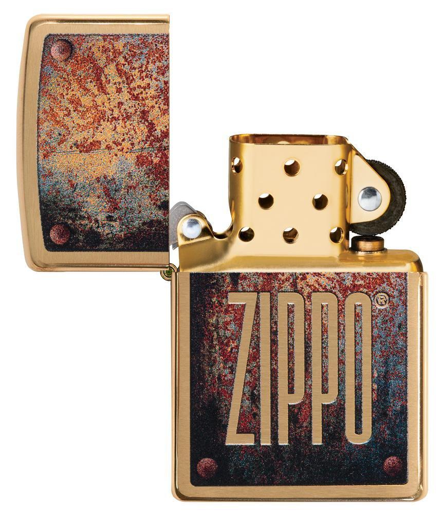 Zippo Rust Patina Brushed Brass Pocket Lighter Zippo