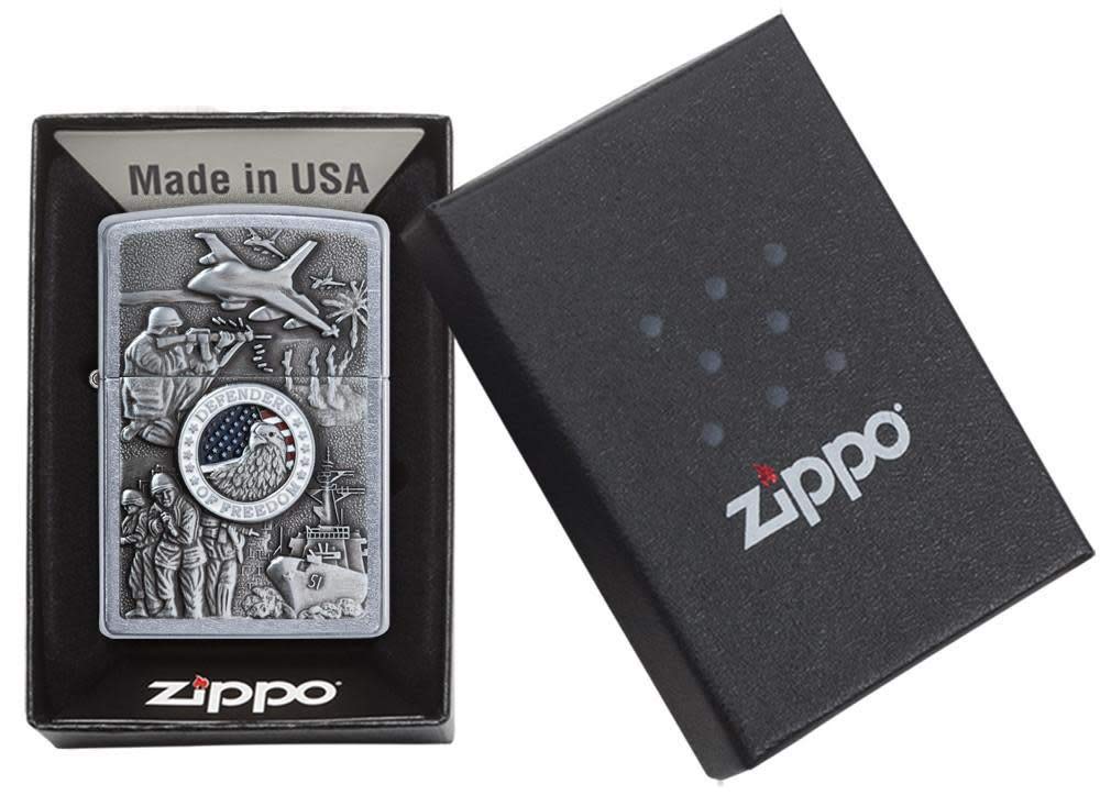 Zippo Defenders of Freedom Emblem Street Chrome Pocket Lighter - Bhawar Store