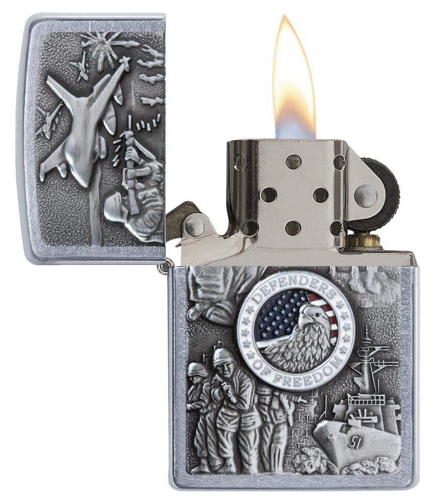 Zippo Defenders of Freedom Emblem Street Chrome Pocket Lighter - Bhawar Store