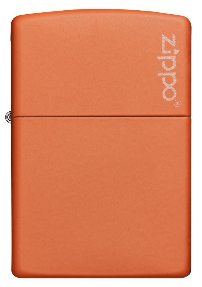 Zippo Orange Matte Logo Pocket Lighter Zippo