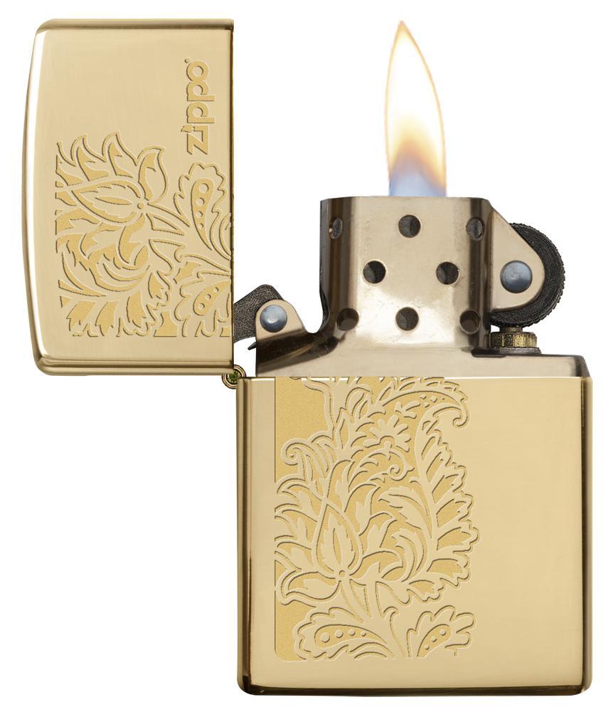 Zippo Paisley High Polish Brass Pocket Lighter Zippo