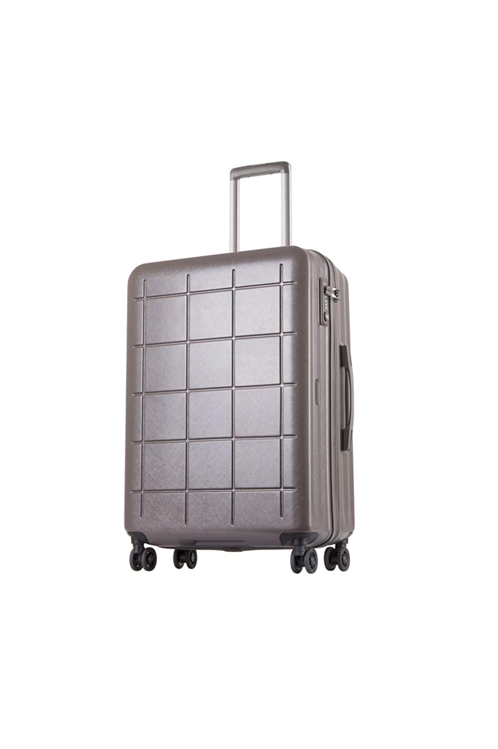 Echolac Square Plus Large Grey Hard Sided Check-In Suitcase Trolley 69cm (PC061) Echolac New