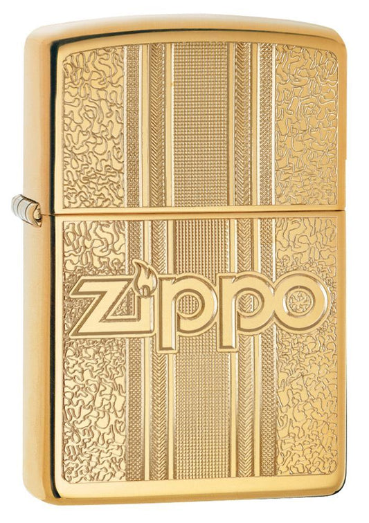 Zippo and Pattern Design High Polish Brass Pocket Lighter Zippo