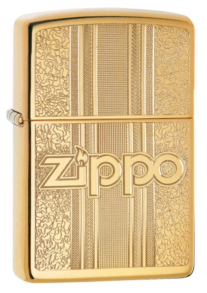Zippo and Pattern Design High Polish Brass Pocket Lighter Zippo