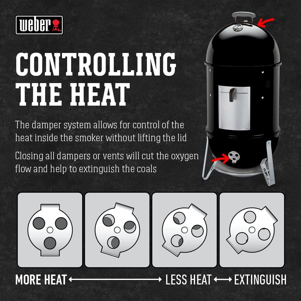 WEBER Charcoal Grill Smokey Mountain Cooker 18'' Black WEBER