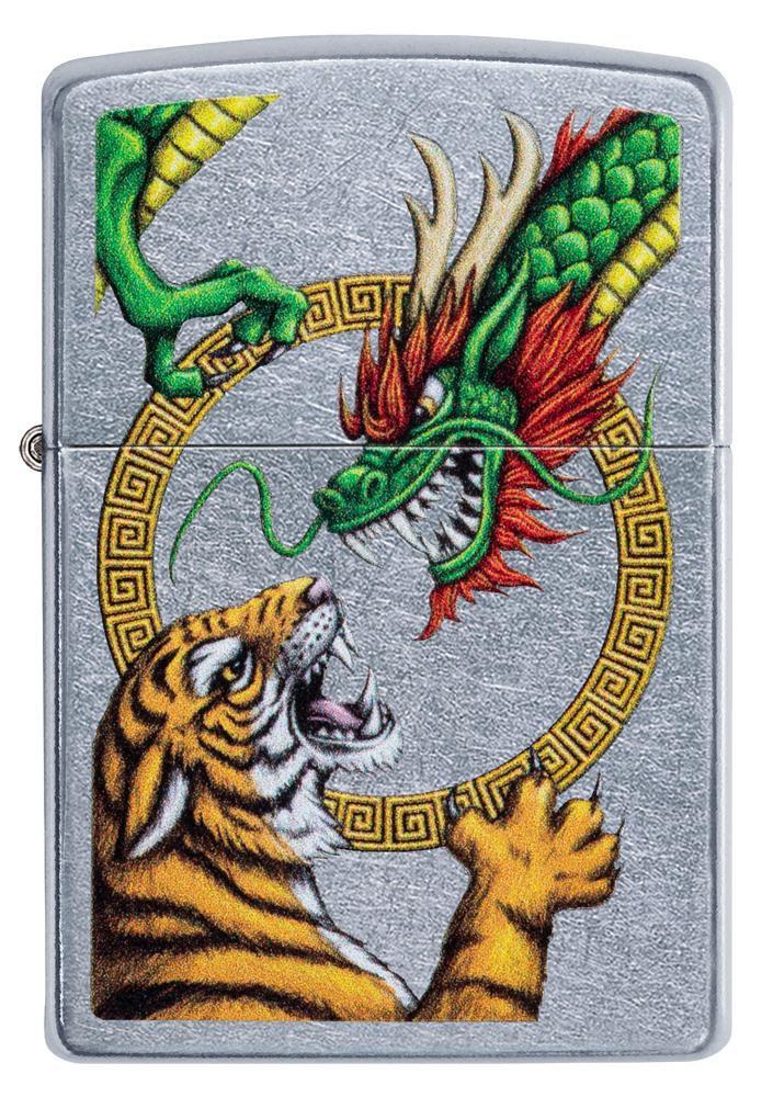Zippo Chinese Dragon Street Chrome Design Pocket Lighter Zippo
