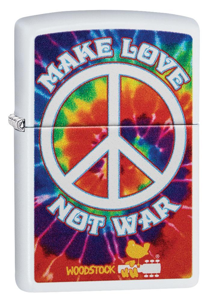 Zippo Woodstock 50th Anniversary White Matte Pocket Lighter Zippo
