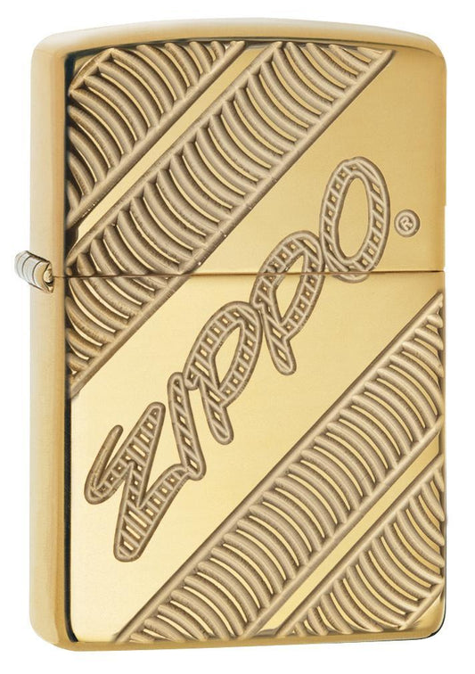 Zippo Armor High Polish Brass Coiled Pocket Lighter Zippo