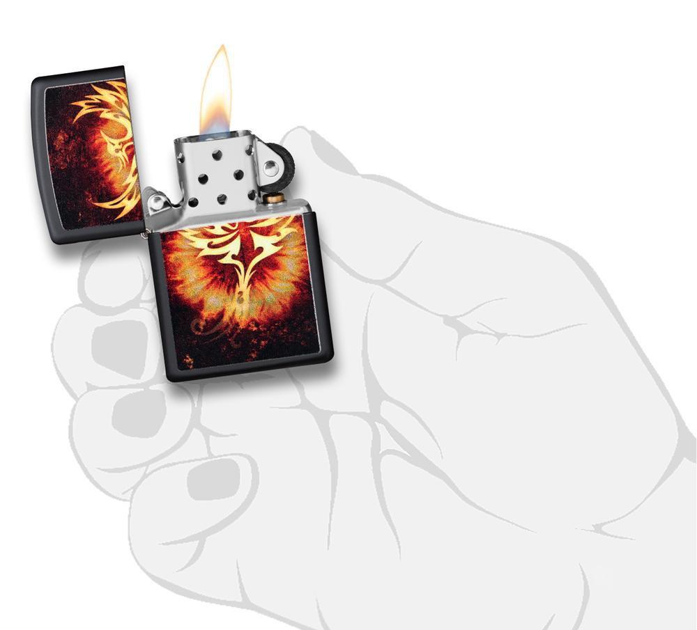 Zippo Phoenix Design Black Matte Pocket Lighter - Bhawar Store