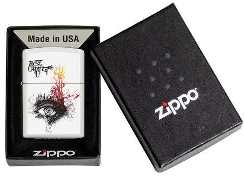 Zippo Shiva's Third Eye White Matte Pocket Lighter Zippo