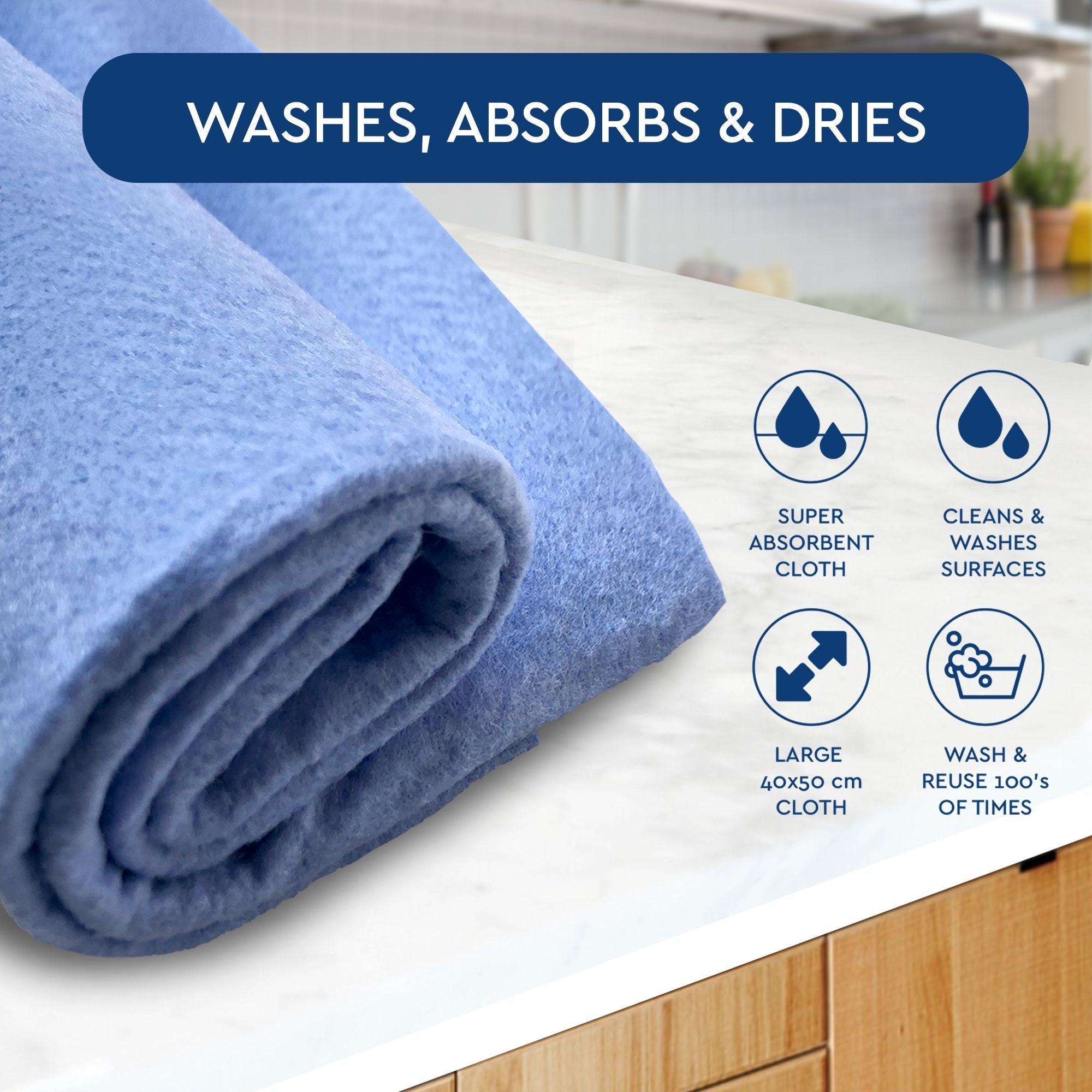 Mr Gleam Thick and Thirsty Nonwoven Cloth (40 cm x 50 cm) (Blue) MR GLEAM