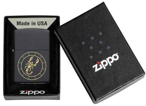 Zippo Scorpio Zodiac Sign Black Matte Pocket Lighter Zippo