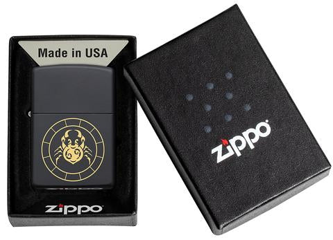 Zippo Cancer Zodiac Sign Black Matte Pocket Lighter Zippo