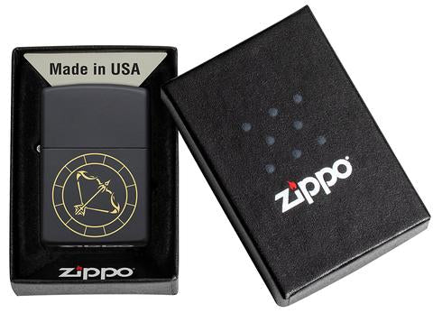 Zippo Sagittarius Zodiac Sign Black Matte Pocket Lighter Zippo