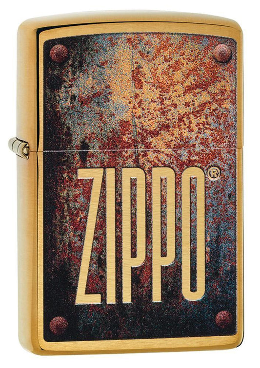 Zippo Rust Patina Brushed Brass Pocket Lighter Zippo