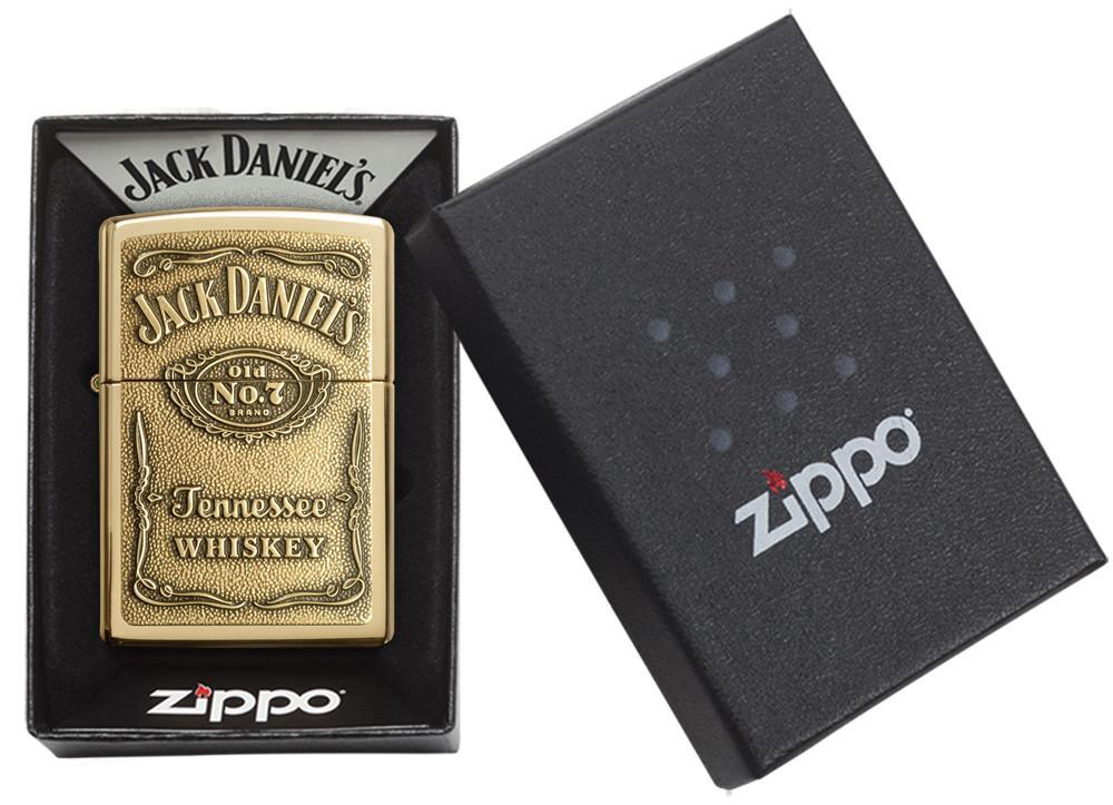 Zippo Jack Daniel's Tennessee Whiskey High Polish Brass Emblem Pocket Lighter Zippo