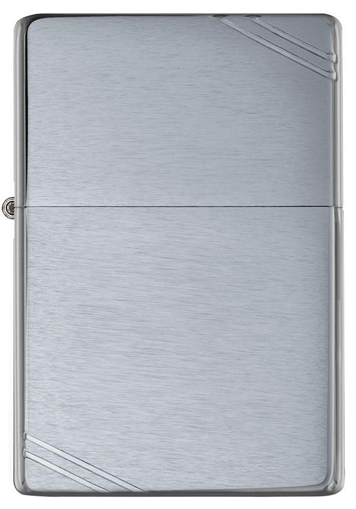 Front view of the Brushed Chrome Vintage Case with Corner Slashes
