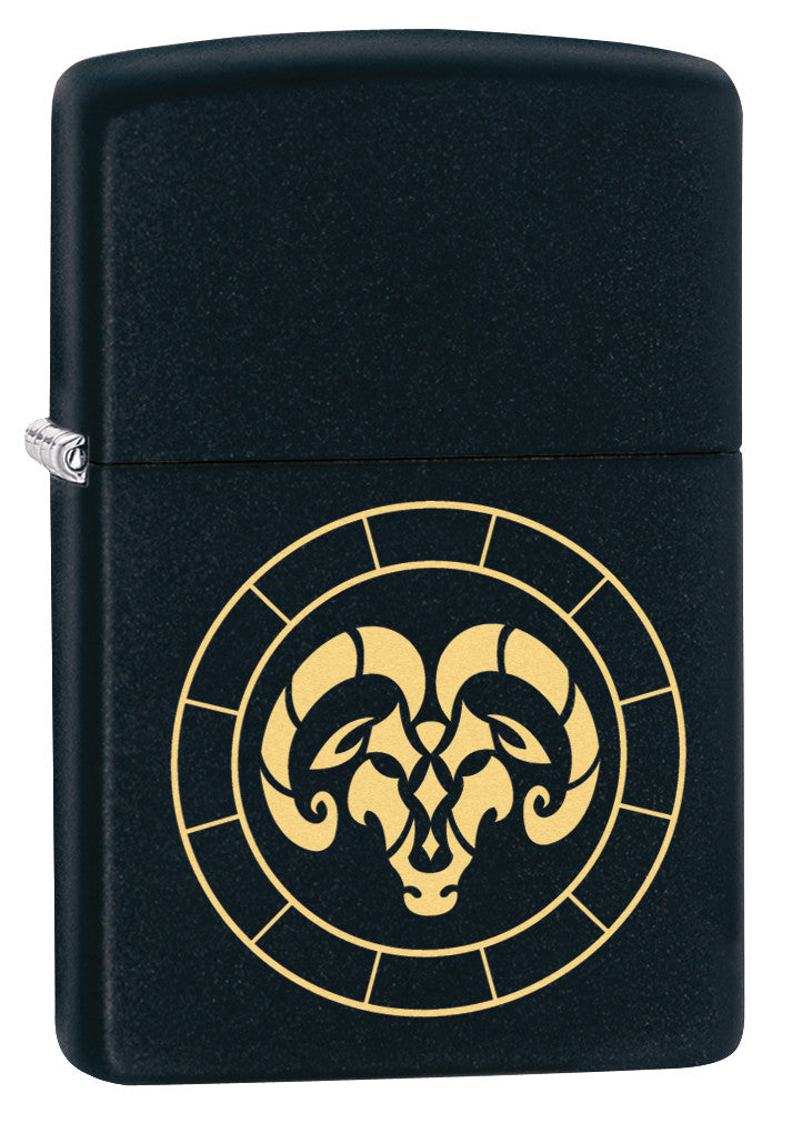 Zippo Aries Zodiac Sign Black Matte Pocket Lighter Zippo
