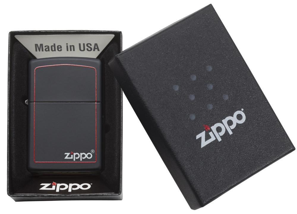 Zippo Black Matte with Red Border Pocket Lighter Zippo