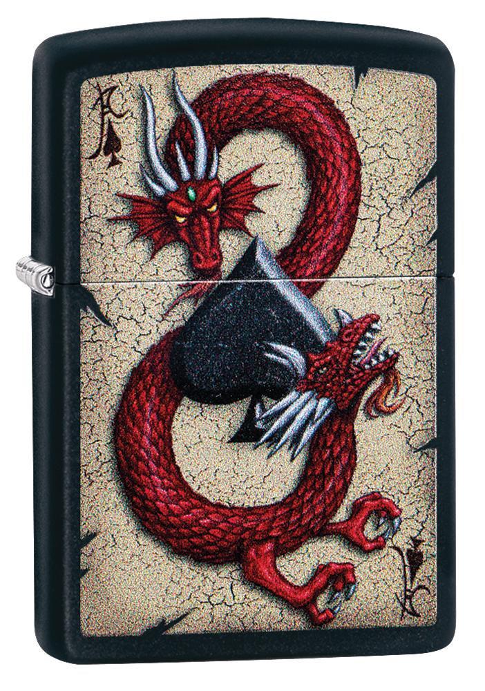 Zippo Dragon Ace Design Black Matte Pocket Lighter Zippo