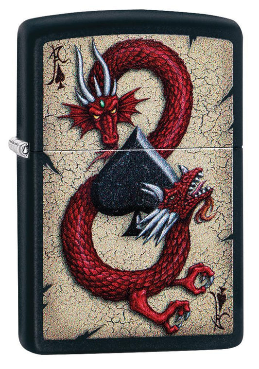 Zippo Dragon Ace Design Black Matte Pocket Lighter Zippo
