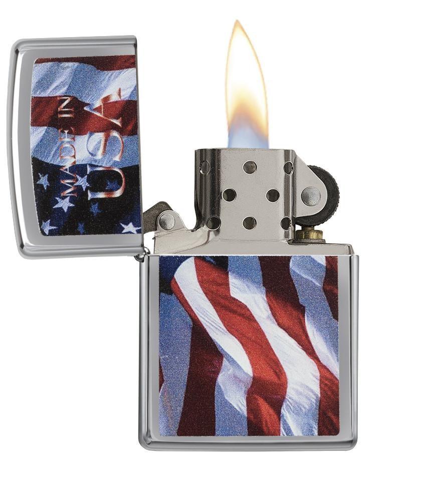 Zippo Made in USA Brushed Chrome Pocket Lighter Zippo
