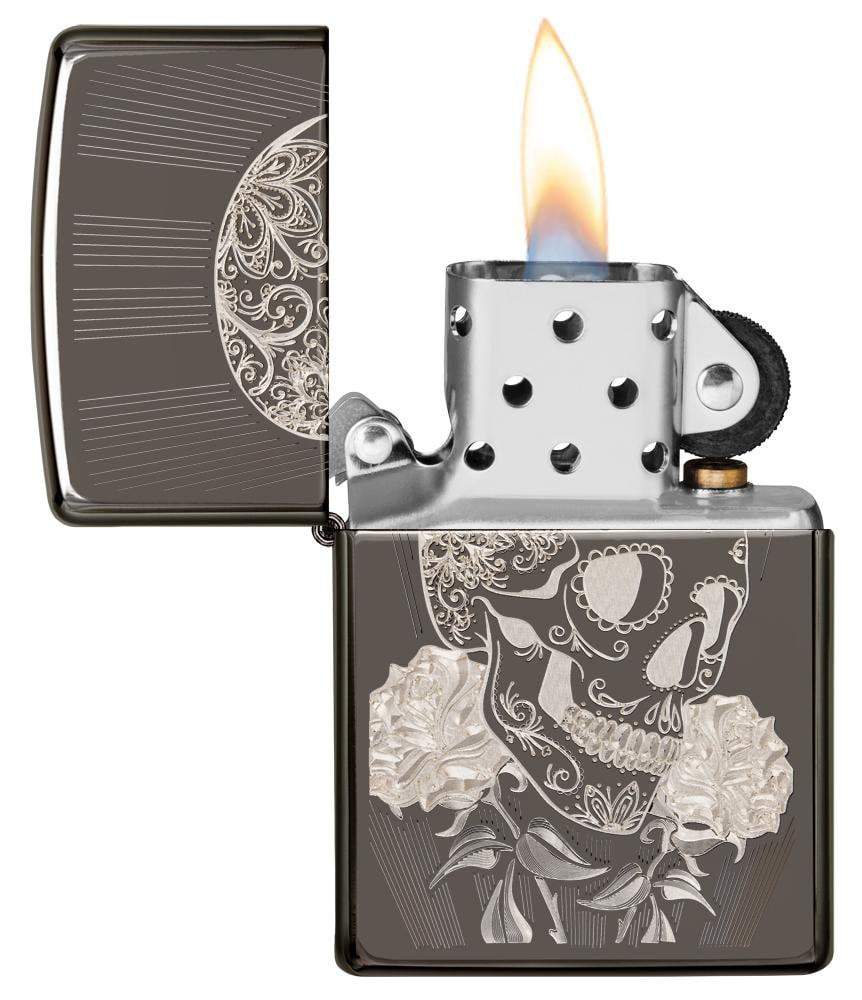 Zippo Fancy Skull Black Ice Pocket Lighter Zippo