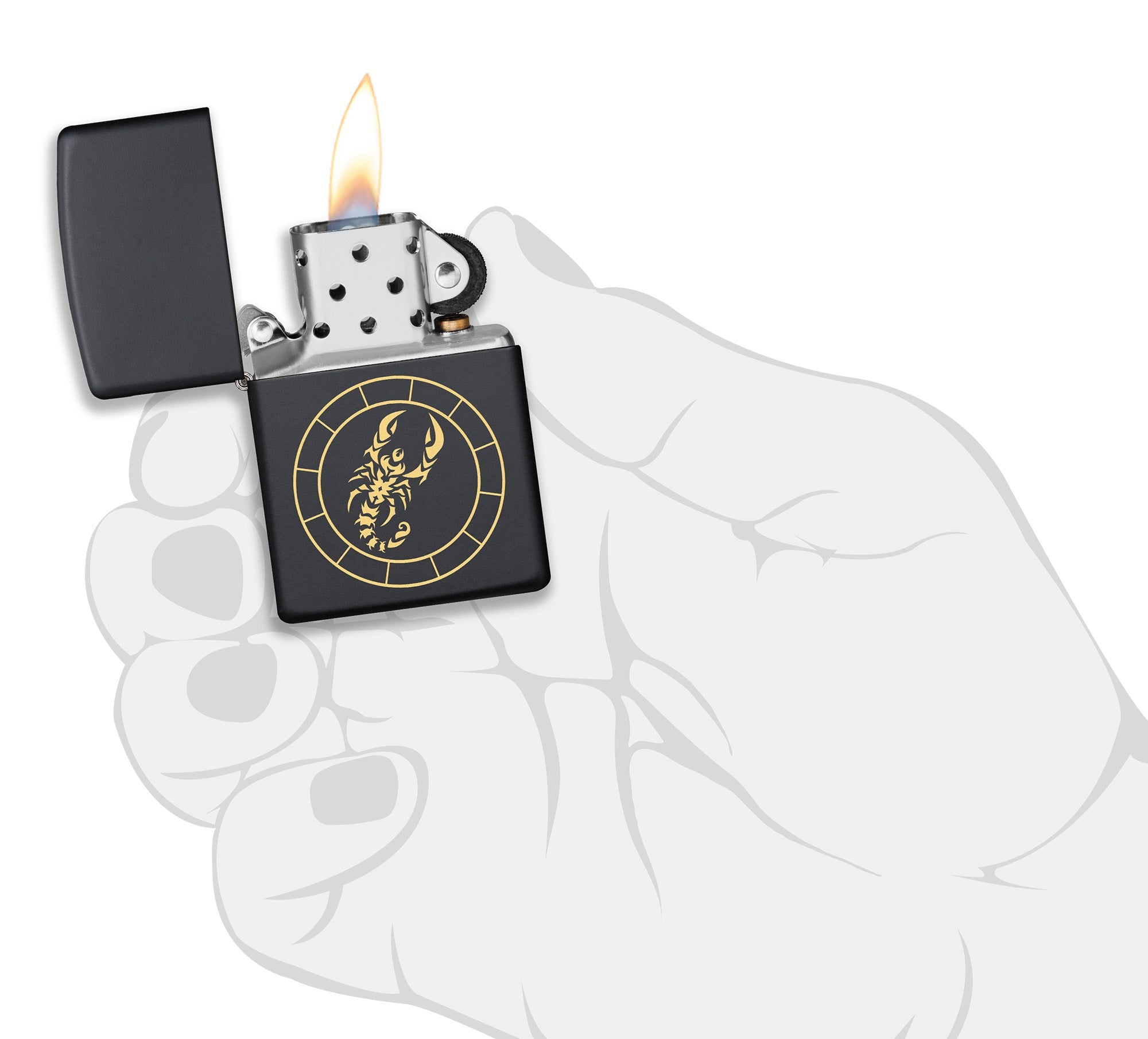 Zippo Scorpio Zodiac Sign Black Matte Pocket Lighter Zippo