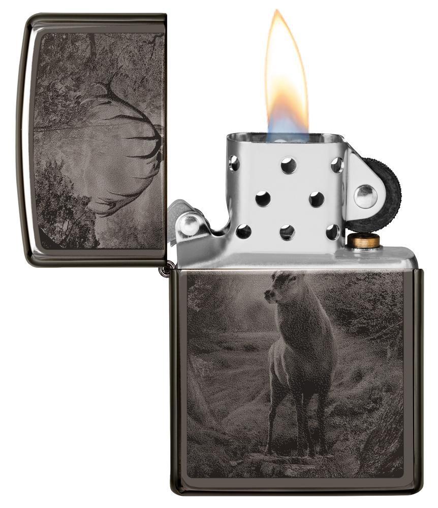 Zippo Deer Design Black Ice Pocket Lighter Zippo