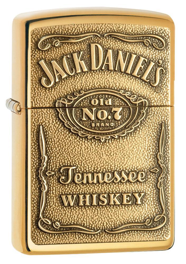 Zippo Jack Daniel's Tennessee Whiskey High Polish Brass Emblem Pocket Lighter Zippo