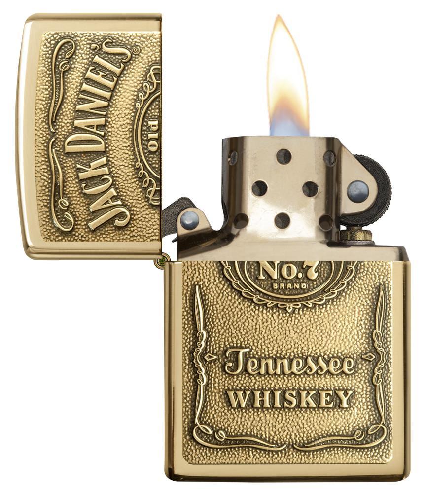 Zippo Jack Daniel's Tennessee Whiskey High Polish Brass Emblem Pocket Lighter Zippo