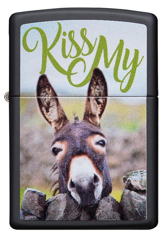 Zippo Kiss My Donkey Black Matte Pocket Lighter Zippo