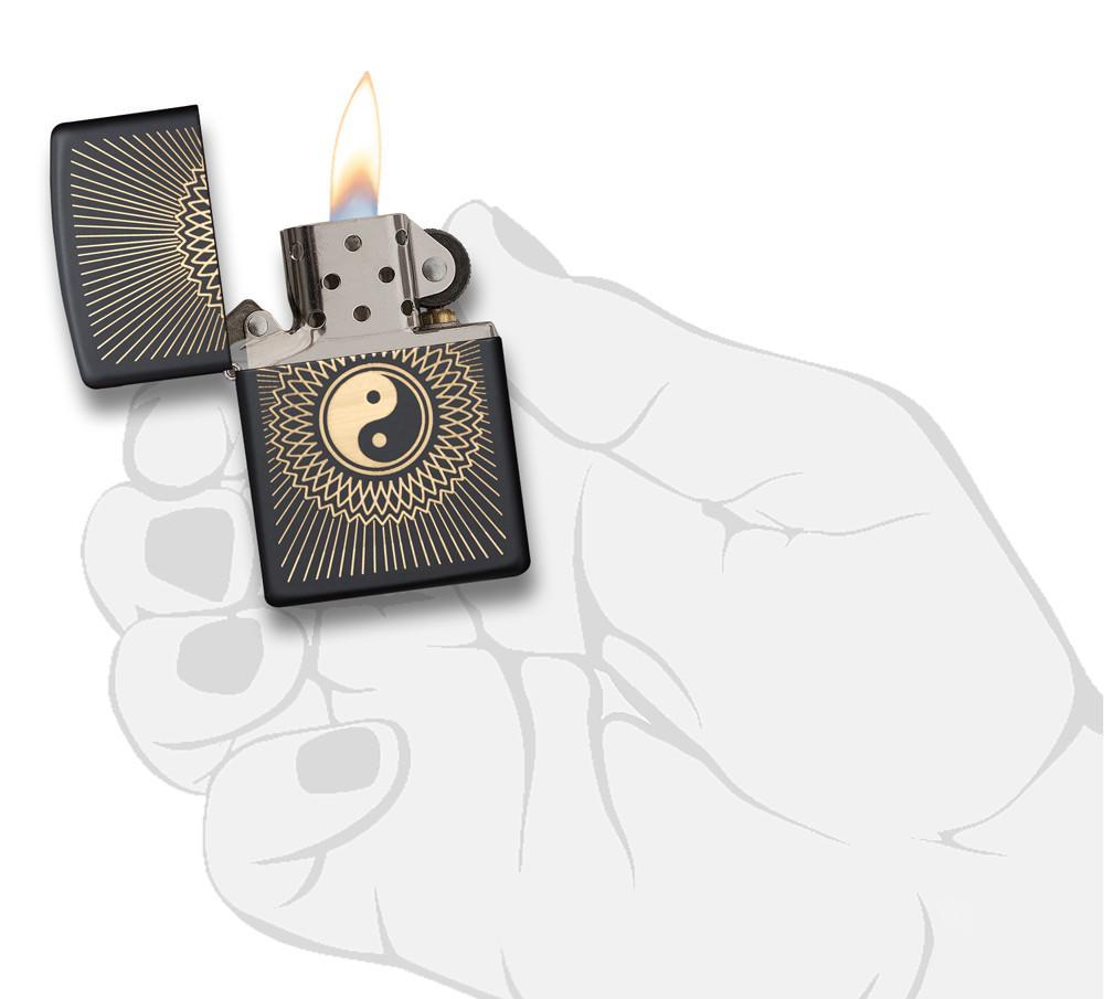 Zippo Yin Yang 2 Black Matte Pocket Lighter Zippo
