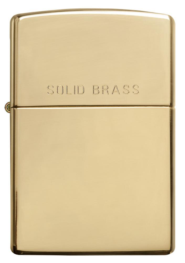 Zippo High Polish Brass with Solid Brass Engraved Pocket Lighter Zippo