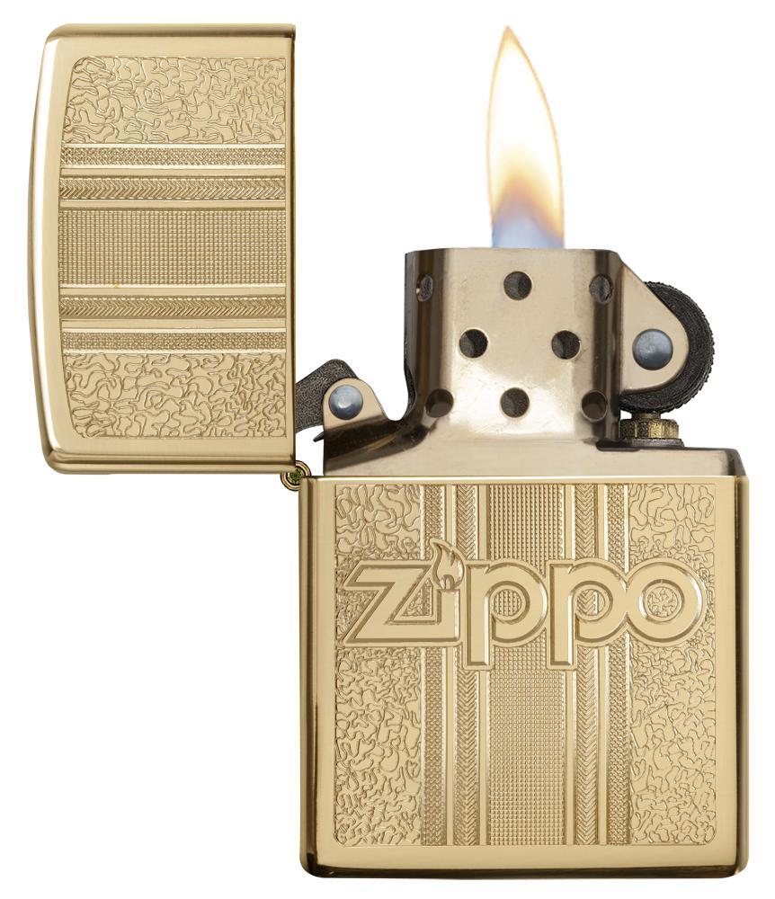 Zippo and Pattern Design High Polish Brass Pocket Lighter Zippo