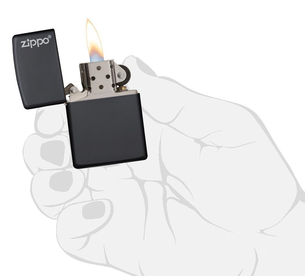 Zippo Black Matte with Zippo Logo Pocket Lighter Zippo