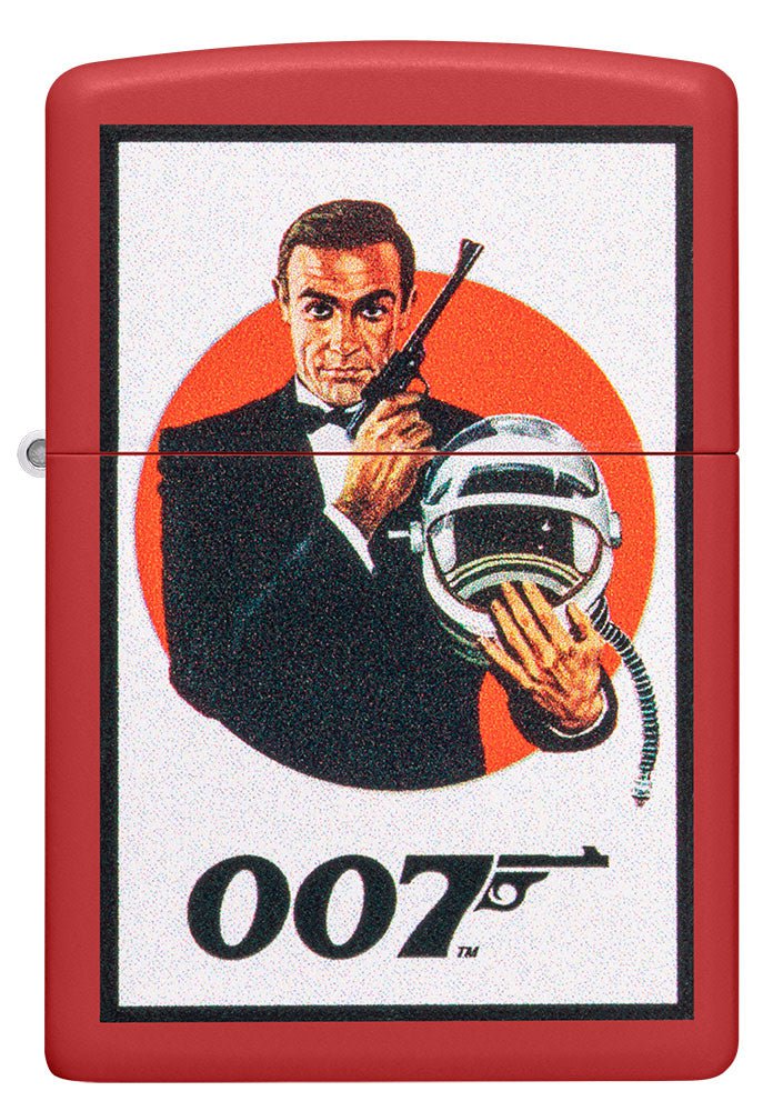 Front view of James Bond 007?äó Vintage Design Red Matte Windproof Lighter.