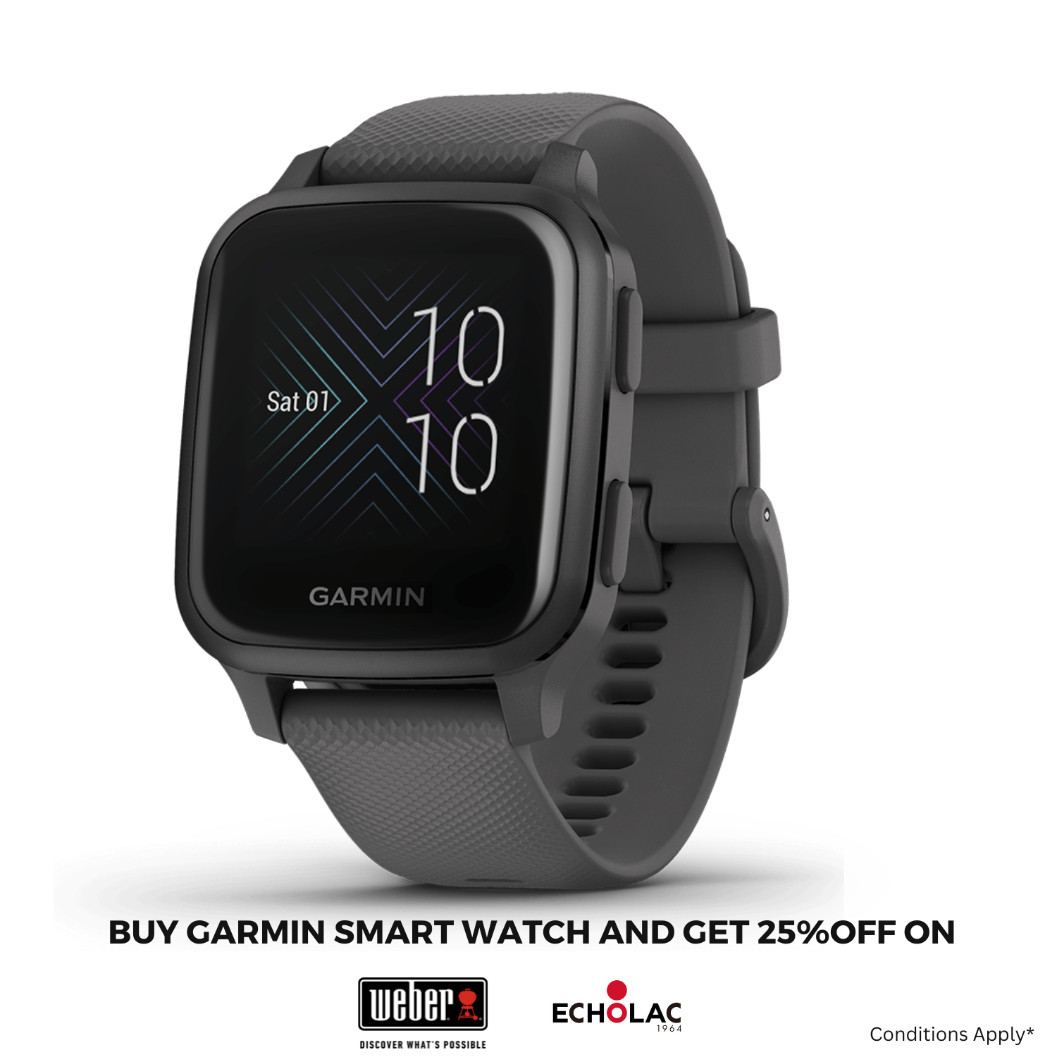 Garmin Venu Sq 2 Slate Aluminium Bezel with Shadow Grey Case - Music Edition Sports Watch GARMIN