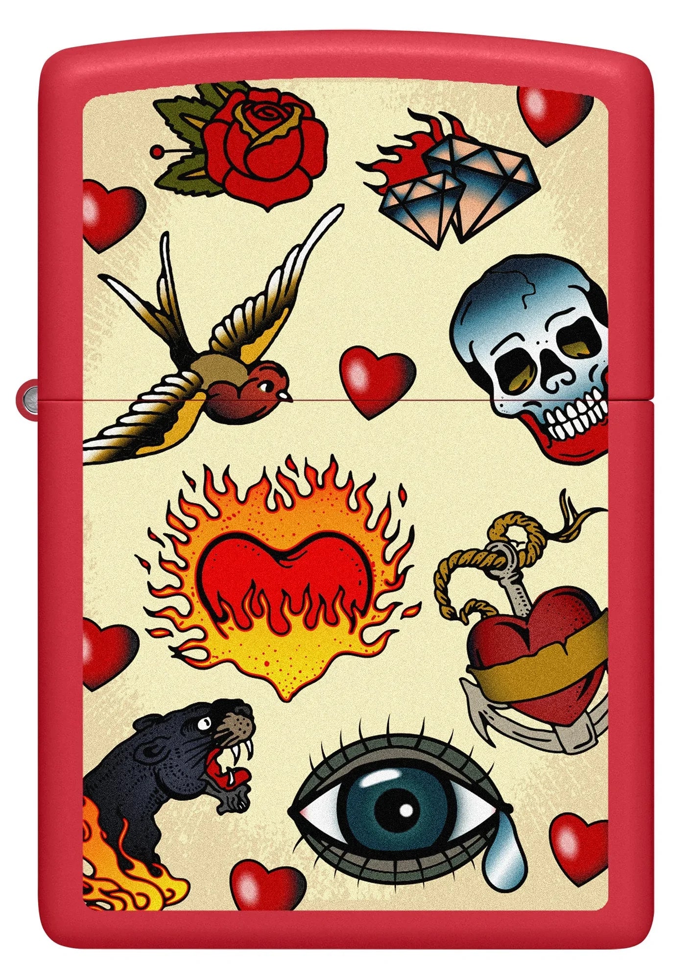 Front view of Zippo Tattoo Design Windproof Lighter.