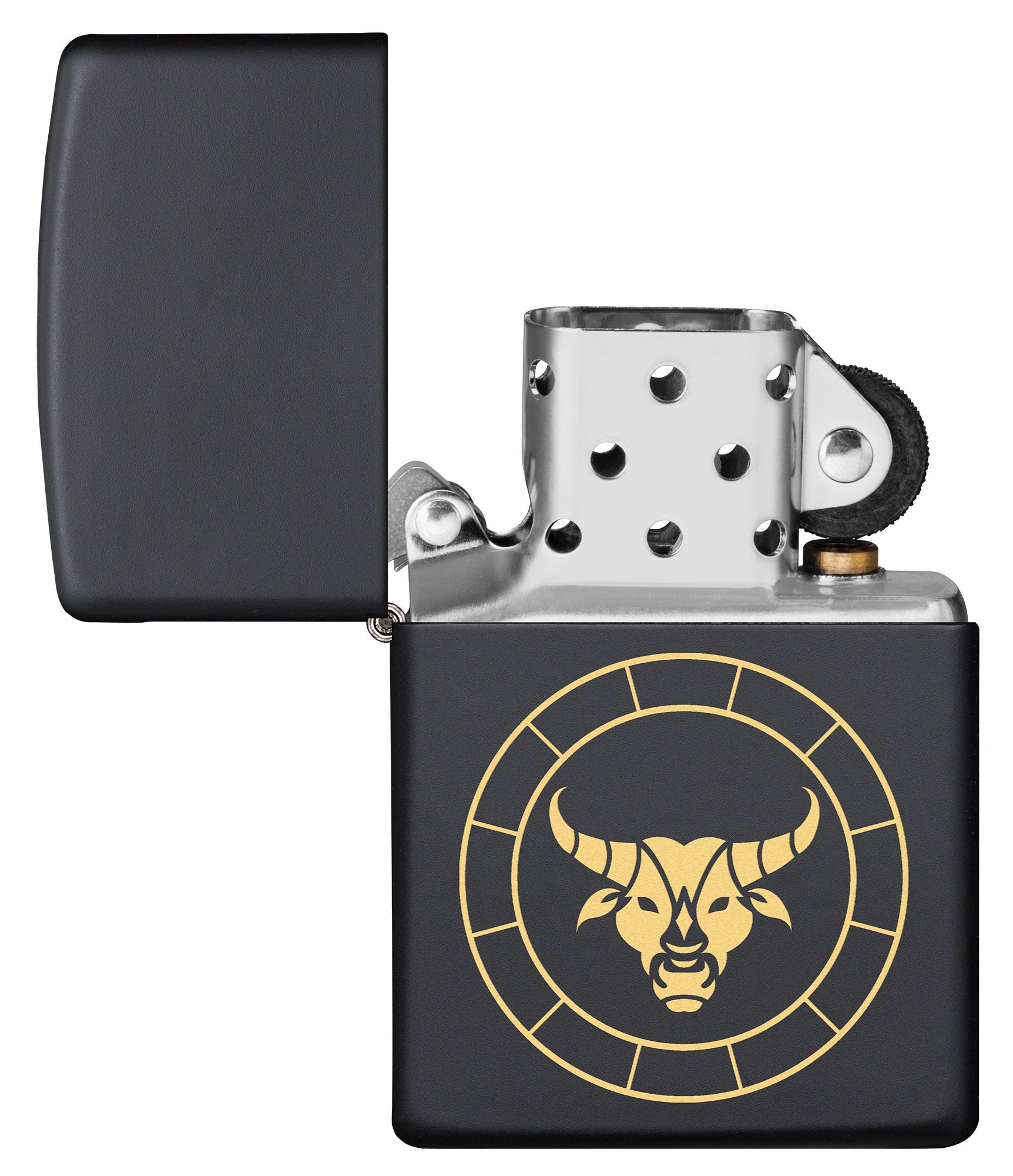 Zippo Taurus Zodiac Sign Black Matte Pocket Lighter Zippo