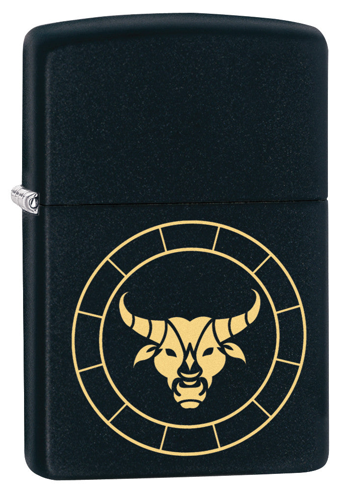 Zippo Taurus Zodiac Sign Black Matte Pocket Lighter Zippo