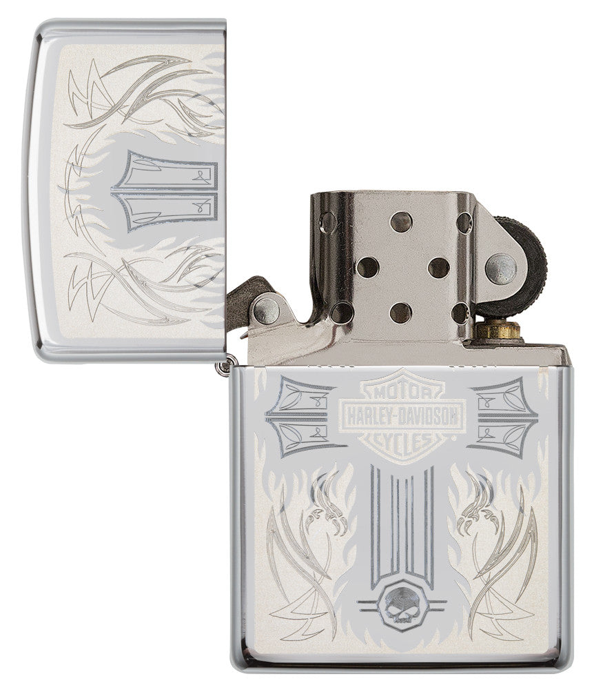 Zippo Harley-Davidson Lasered Cross High Polish Chrome Pocket Lighter Zippo