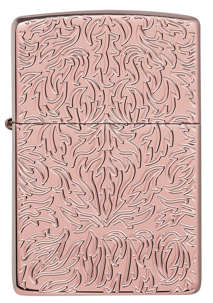 Front view of Zippo Carved Armor?« Rose Gold Design Windproof Lighter.