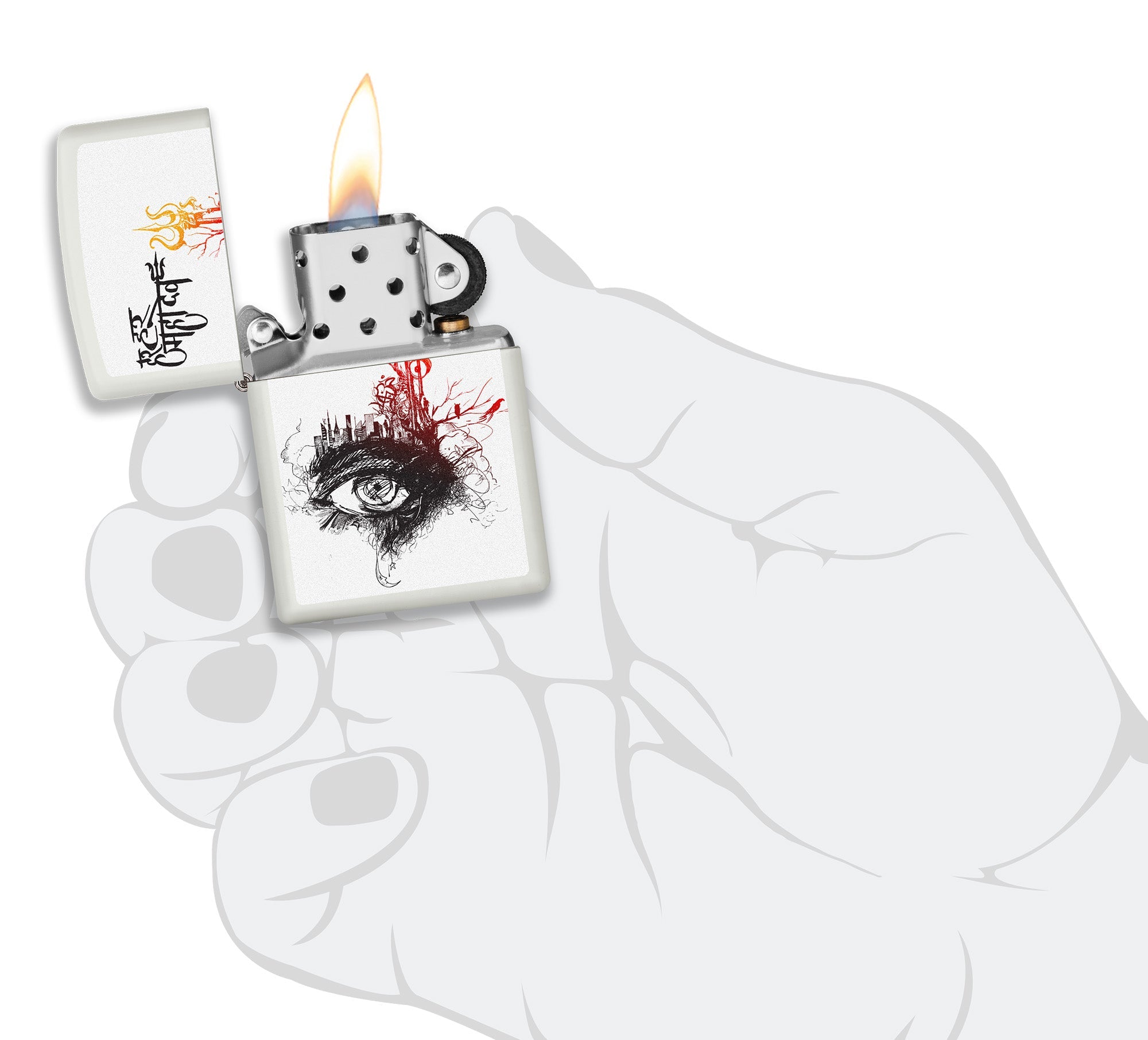 Zippo Shiva's Third Eye White Matte Pocket Lighter Zippo